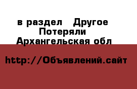  в раздел : Другое » Потеряли . Архангельская обл.